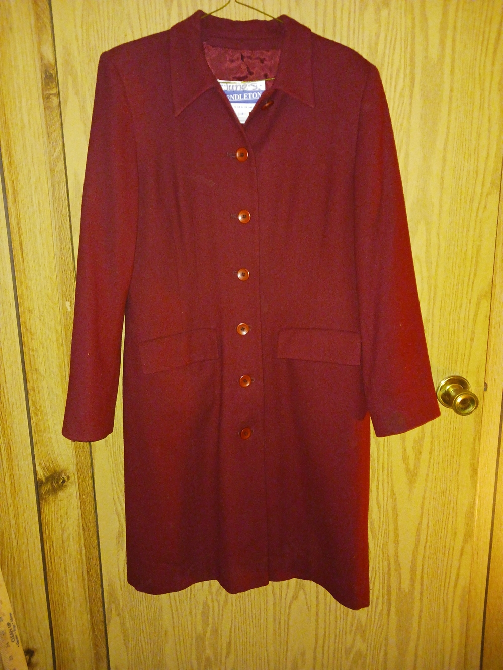 Pendleton Women's Burgundy Button-Front Coat Dress